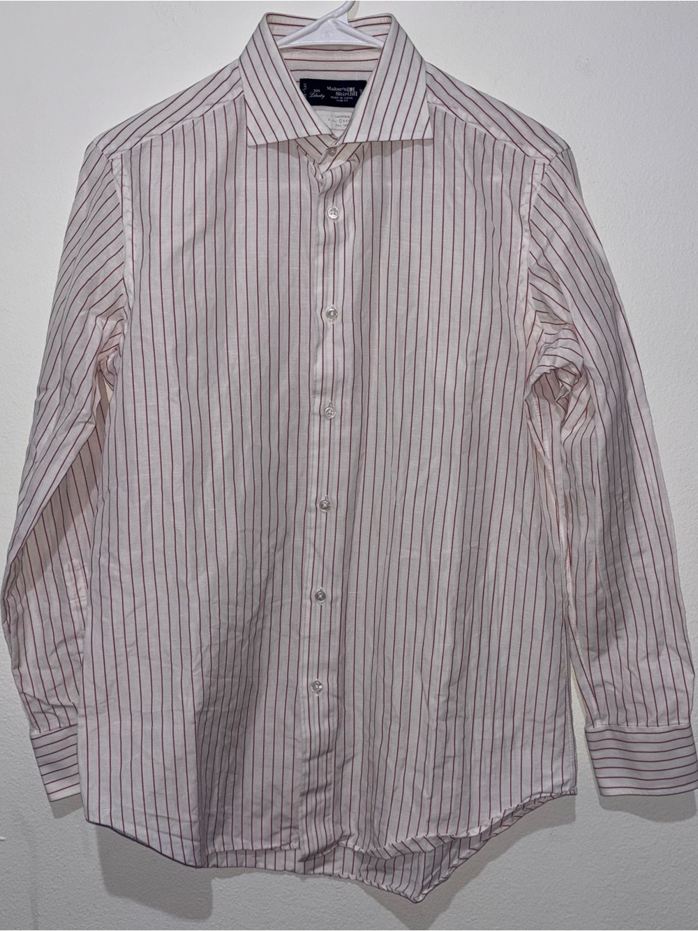Kamakura Shirt White with Red Stripes Size 15.5